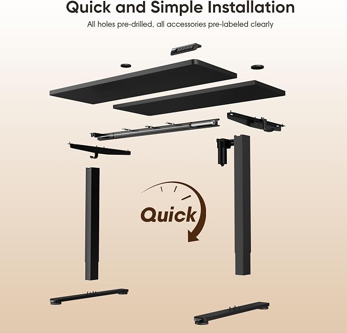 Monomi Standing Desk, 39.4‘’ Small Sit Stand up Height Adjustable Electric Standing Desk with 3 Memory Setting, Ergonomic Home Office Computer Desk, Black