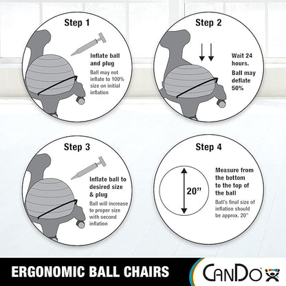 CanDo Metal Ball Chair - Inflatable Ergonomic Active Seating Exercise Ball Chair with Air Pump for Home, Office, and Classroom