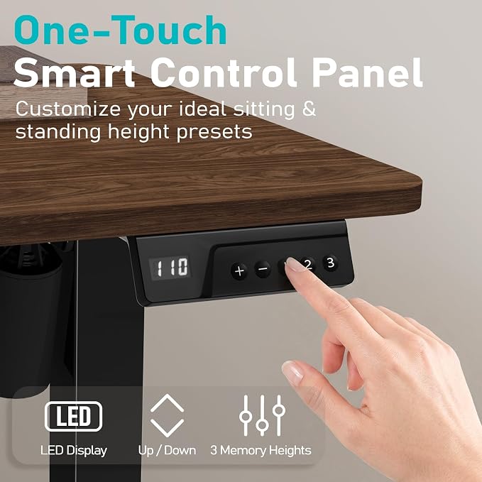 35" Electric Standing Desk Adjustable Height, Small Sit Stand Desk for Home Office & Computer Workstation, Compact Work Desk with Cable Management (Dark Walnut)