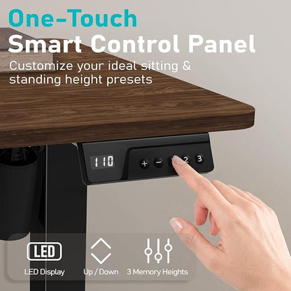 35" Electric Standing Desk Adjustable Height, Small Sit Stand Desk for Home Office & Computer Workstation, Compact Work Desk with Cable Management (Dark Walnut)