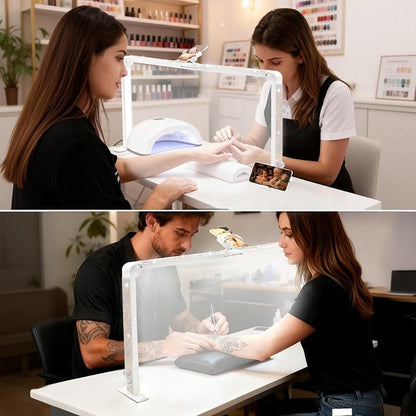 Nail Tech Lamp for Desk, 34 in Large Half Moon Light with Phone Holder, 48W Brightness Adjustable Lash ARC Light for Manicure, Tattoo, Spa, Salon, 3000K-6000K LED Manicure Lamp