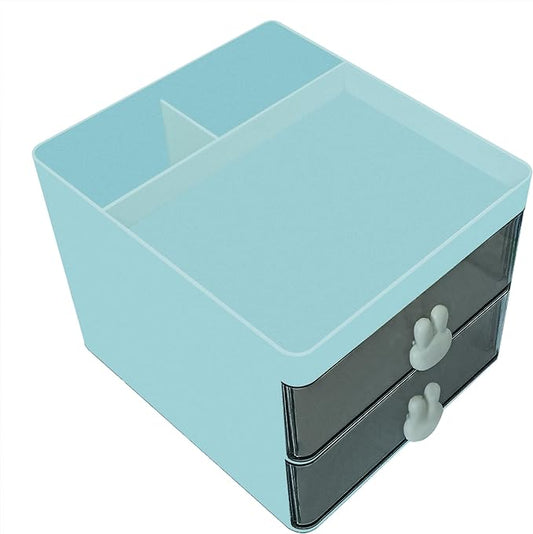 Elegant Transparent Acrylic Desk Organizer - Perfect for Office Desk Accessories, Cosmetic Organizer (Sky Blue, L)