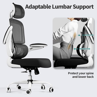 TRALT Office Chair Ergonomic Desk Chair, 330 LBS Home Mesh Office Desk Chairs with Wheels, Comfortable Gaming Chairs (Black & White)
