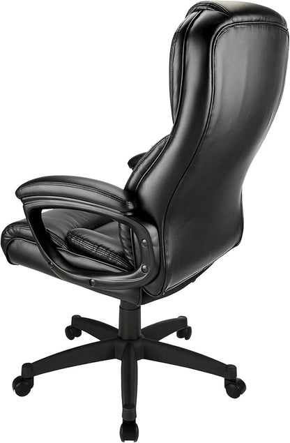 Realspace® Fennington Bonded Leather High-Back Chair, Black