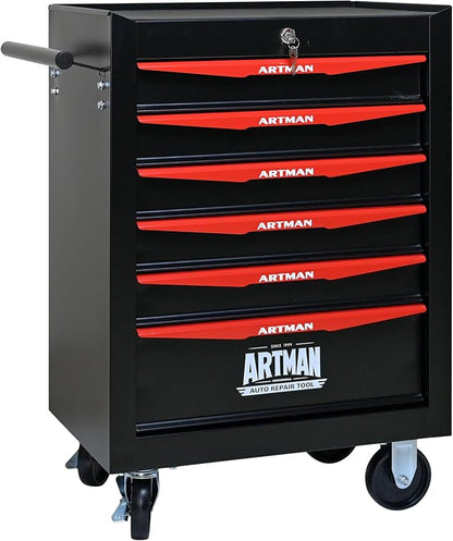 RYH 6 Drawers Rolling Tool Chest - Heavy Duty Mobile Tool Cart with Locking Wheels & Ball Bearing Drawers，30.5" H x 20.9" W x 13" D, Garage Tool Storage Cabinet (Black, 6 Drawers)