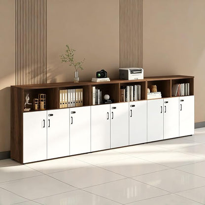 File Cabinet with Password Lock, Wood Lateral Filing Cabinet for Letter/A4 Files, 3 Drawer with Door, Printer Stand with Open Shelves for Home Office