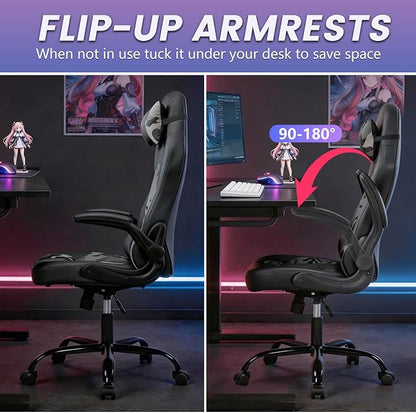PC Gaming Chair Ergonomic Office Chair Desk Chair PU Leather Racing Chair Executive Swivel Rolling Computer Chair with Lumbar Support Flip Up Arms Headrest for Adults,Camo