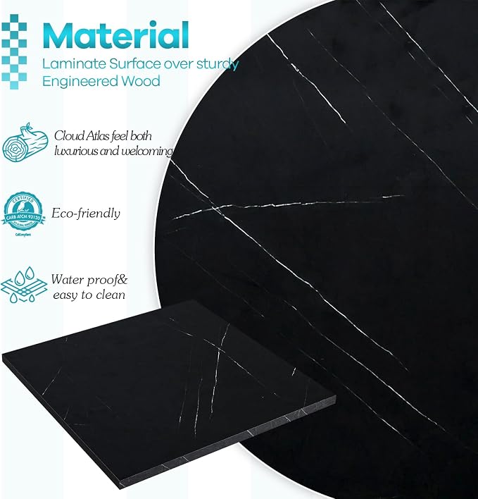 Kaboon 42x20 inches Tabletop, Solid One-Piece Desktop for Sit Stand Desk, Double Desks, L Desk DIY,Wood Countertop Home or Commercial Use,1 inch Thick, Could Atlas/Black Marble, 20" D x 42" W