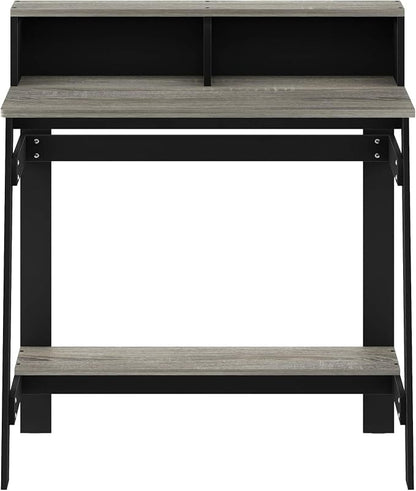 Furinno Simplistic A Frame Computer Desk, Black/French Oak Grey