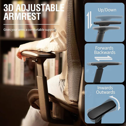 ELABEST T96 Mesh Office Chair,Ergonomic Computer Desk Chair,Sturdy Task Chair- Adjustable Lumbar Support & Armrests,Tilt Function,Comfort Wide Seat,Swivel Home Office Chair