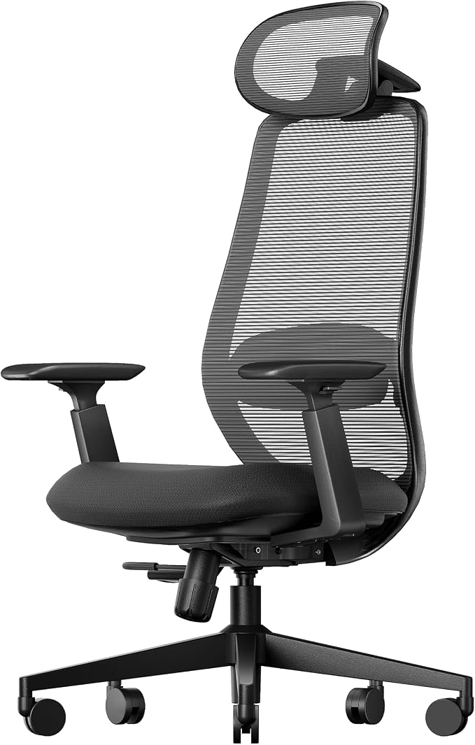ProtoArc EC200 Ergonomic Office Chair – High-Back Mesh Computer Chair with Lumbar Support, Adjustable Seat Depth & 3D Headrest Ergo Desk Chairs for Work from Home, 8+ Hours Comfort – Black
