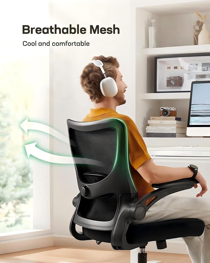 Marsail Ergonomic Office Chair Desk Chair with 3D PU Armrests and Adjustable Lumbar Support Breathable Mesh Chair Executive Rolling Swivel Comfy Task Chair for Home Office Gaming，Pack of 5