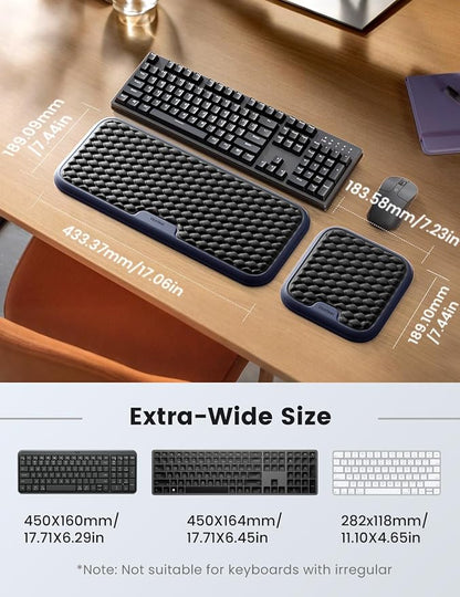 Vaydeer Extra Large Wrist Rest Set for Keyboard and Mouse, Computer Ergonomic Wrist Support, Armrest Elbow Pad Mouse Rest, Typing Pain Relief Soft Memory Foam Desk Cushion for Office Work Gaming
