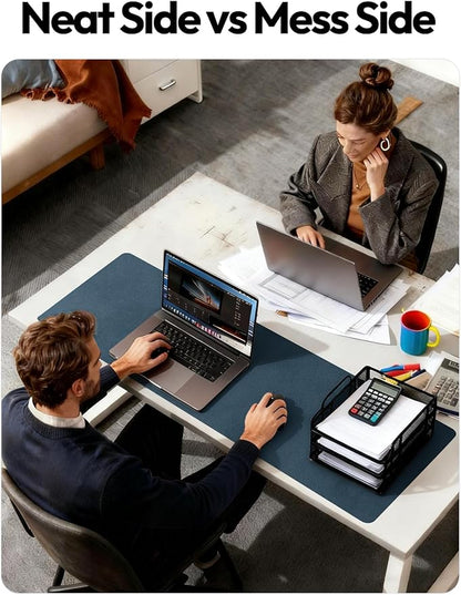 YSAGi Leather Desk Protector, Office Mat, Large Mouse Mat, Non-Slip PU Leather Blotter, Laptop Desk Mat, Waterproof Writing Pad for Office and Home(Dark Blue, 63" x 17.2")