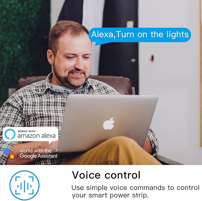 Smart Power Strip WiFi Surge Protector Extension Cord Voice Control Compatible with Alexa Google Assistant, 4 AC Outlets 4 USB Port, Individual Remotely Control, Timer Schedule, No Hub Required