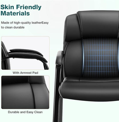 OLIXIS Waiting Room Reception Chairs Set of 8, Leather Office Desk Guest Stationary Side Chair with Padded Arms for Home Conference Lobby Area Meeting Church Medical Clinic Elderly Student