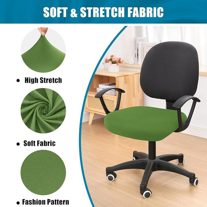 Smiry Printed Office Computer Chair Seat Covers, Stretch Fit Universal Desk Rotating Chair Cover Washable Removable Seat Cushion Protectors - Olive Green
