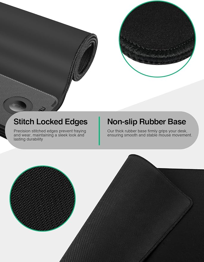 Mouse Pad with Magnetic Wireless Charging, Large Desk Mat, Non-Slip Mouse Mat, Keyboard Pad for Gaming, Desk, Office, PC