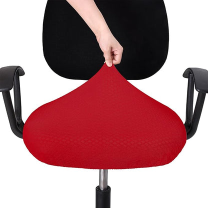 Smiry Stretch Jacquard Office Computer Chair Seat Covers, Removable Washable Anti-dust Desk Chair Seat Cushion Protectors - Red