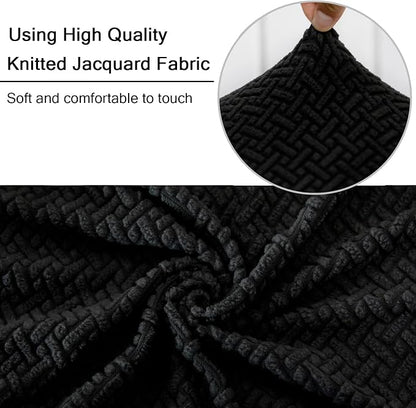 MIFXIN Office Chair Cover Stretch Elastic Slipcovers 2 Piece Jacquard Computer Chair Backrest Cover & Seat Cover Furniture Protector for Home Office, Only Covers NO Chair (Black)