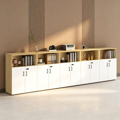 File Cabinet with Password Lock, Wood Lateral Filing Cabinet for Letter/A4 Files, 3 Drawer with Door, Printer Stand with Open Shelves for Home Office