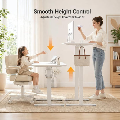 Claiks Electric Standing Desk, 35 x 20 Inch Small Height Adjustable Sit Stand Desk for Home Office, Computer Desk with Memory Presets, Cable Management & Headphone Hooks, 156 lbs Capacity, White