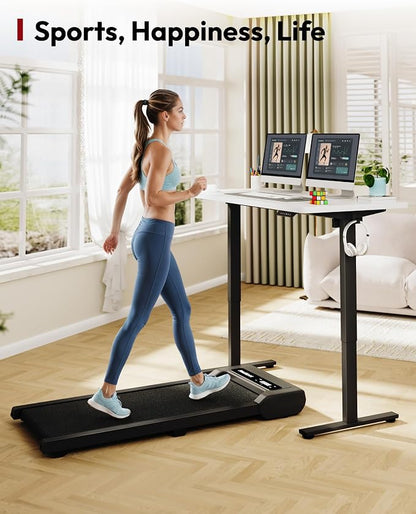 SANODESK Electric Standing Desk 48 x 30 Inches Whole-Piece Desktop Height Adjustable Stand Up Desk w/6-Button Controller Ergonomic Computer Desk for Home Office, Black Frame + White Tabletop
