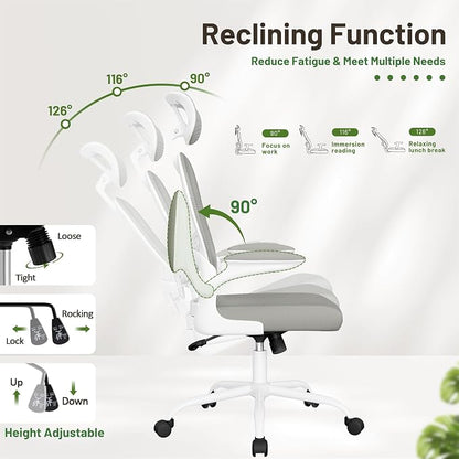 Furmax Ergonomic Office Chair Executive High Back Computer Desk Chair with 3D Adjustable Headrest, Adjustable Lumbar Support Armrests for Home Office (Light Gray)