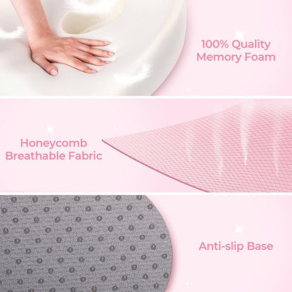 AUVON Innovative Donut Pillow Hemorrhoids Scientific Center Hole and Tailbone Cutout, Orthopedic Pain Relief Donut Seat Cushion for Coccyx, Sciatica, After Surgery Sitting Relief