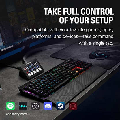 Elgato Stream Deck Scissor Keys Workflow Controller | Tactile, responsive macro keys, Monitor CPU, GPU, ping, FPS, LED-lit icons, Regular plugin updates, Windows and macOS