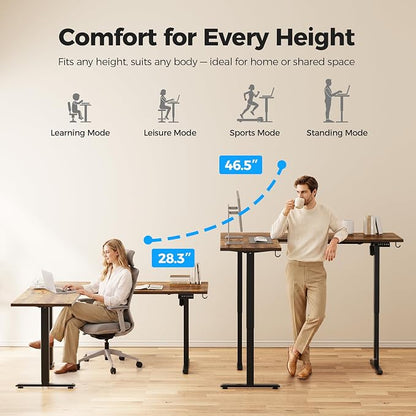 Agilestic L Shaped Standing Desk 63 inch Adjustable Height, Electric Corner Standing Desk, Sit Stand Computer Table with Splice Board, Rustic Brown