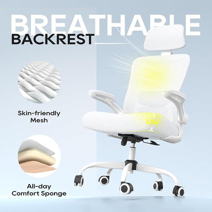 Ergonomic Office Chair for Long Hours, Full-Body Support, Relieve Neck & Back Pressure, 330LBS Capacity, Ideal for Home Office, Office & Study