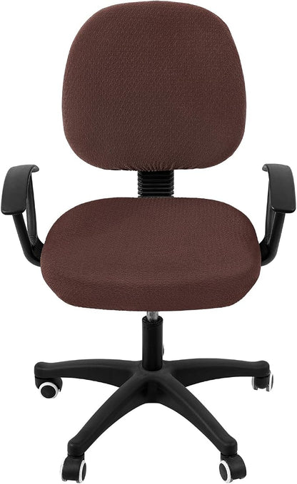 Smiry Stretch Jacquard Office Computer Chair Covers, Removable Washable Universal Desk Rotating Chair Slipcovers Protector, Seat + Backrest Cover, Light Chocolate