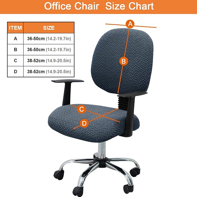 MIFXIN Stretch Computer Office Chair Covers 2 Piece Jacquard Elastic Slipcovers Furniture Protector for Rotating Computer Chairs, Only 1pcs Backrest Cover & 1pcs Seat Cover, NO Chair (Grey Blue)