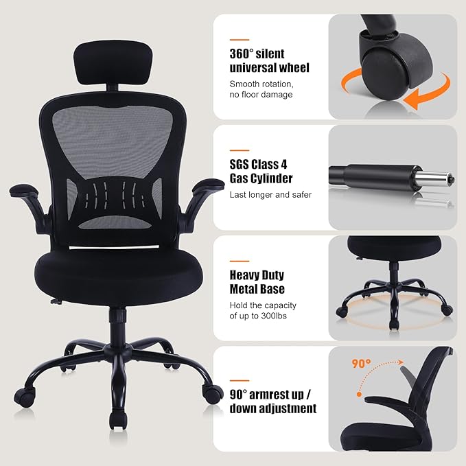 4 Pack Office Chair Ergonomic Desk Chair Comfort Adjustable Height with Wheels，Lumbar Support Mesh Swivel Computer Home Office Chair,Conference Room Chairs