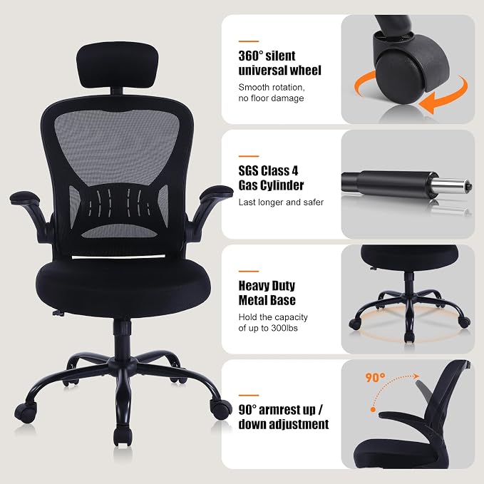 2 Pack Office Chair Ergonomic Desk Chair Comfort Adjustable Height with Wheels，Lumbar Support Mesh Swivel Computer Home Office Chair,Conference Room Chairs