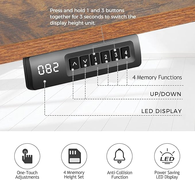 Electric Standing Desk 70 x 27 Inches Adjustable Height Sit Stand Up Desk for Home Office Computer Desk Memory Preset with Wheels, Brown