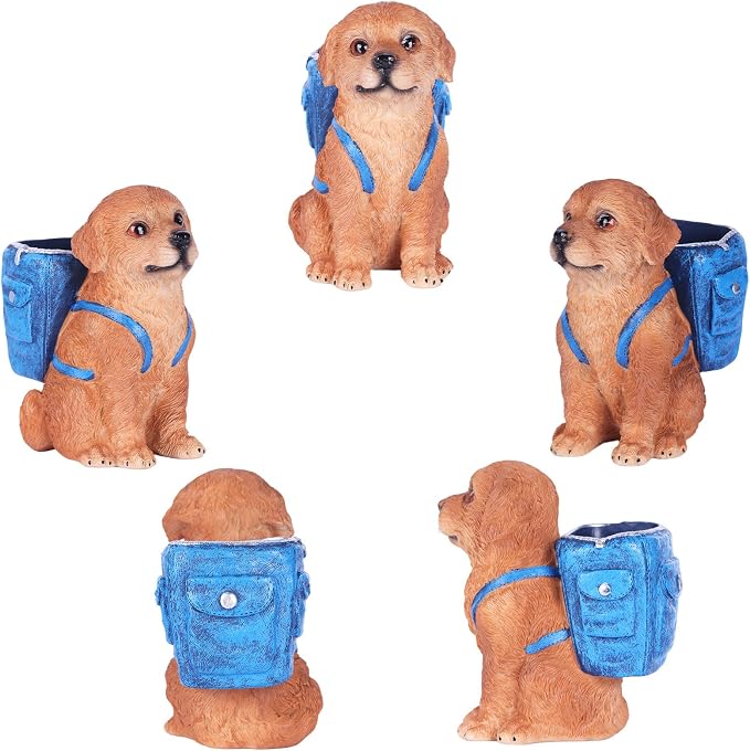 SHENGTIAN Golden Retriever Decor, Figurine & Statue, Dog Pen Holder, Puppy Pencil Holder, Pen Holder for Desk, Desk Accessories, Gifts for Golden Retriever Lovers, Cute Novelty Animal Pen Organizer