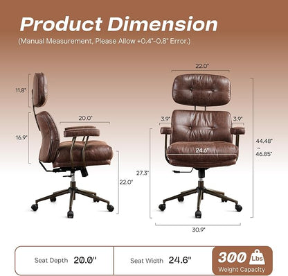 CAODOC Big and Tall Office Chair, 300LBS Suede Fabric Executive Office Chair Whit Lumbar Support, Managerial Home Desk Chair, Heavy Duty High Back Computer Chair(Suede Dark Brown)