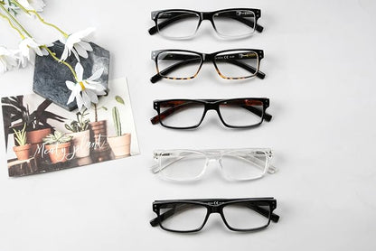 Eyekepper Vintage Reading Glasses for Men - 5 Pack Classic Readers with Spring Hinges +1.75