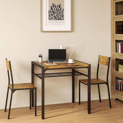Gizoon Dining Table Set for 2, 3 Piece Kitchen Table with 2 Chairs for Small Space, Apartment, Kitchen, Dining Room, Space-Saving