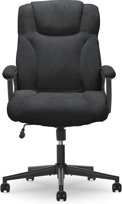 Serta Connor Executive Office Chair, Ergonomic Computer Chair with Layered Body Pillows, Contoured Lumbar, Adjustable Seat, Microfiber Fabric, Black