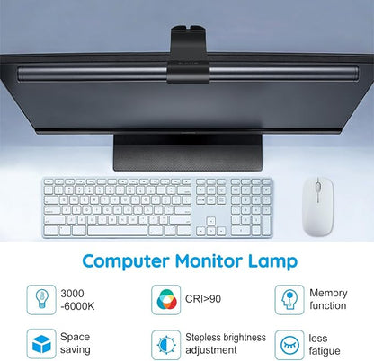 OOWOLF Monitor Light Bar, Ra90 Computer Monitor Lamp for Eye Caring, USB Reading Lamp Task Lamp, Dimmable Light Bar with Memory, No Glare Space Saving Home Office 16.20" 1-Pack
