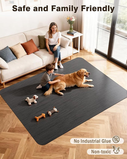 Blvornl Ultra Large Office Chair Mat for Hardwood Floor, Rolling Chair Mat for Hard Wood, Large Anti-Slip Hard Floor Protector, Heavy Duty Computer Desk Rug for Office and Home 47.2"*53" Black