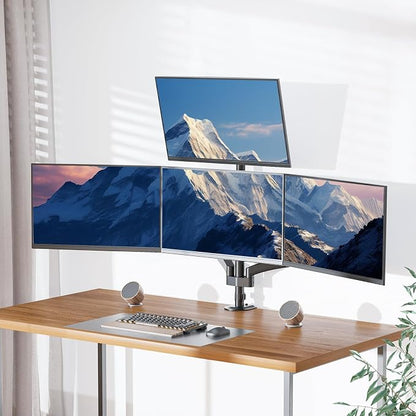 WALI Quad Monitor Mount for 13-27 inch Screens, Extra Tall 4 Monitors Desk Mount, up to 19.8lbs, 32.2 inch Height Max, Fully Adjustable 4 Monitor Arms, VESA 75/100mm (GSDM004S), Black