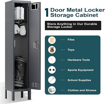 BUTISOW Metal Lockers - 66" Height Steel Lockers for Employees with Door Storage Locker with Card Slot for Employees Gym School Home Office Garage - Assembly Required