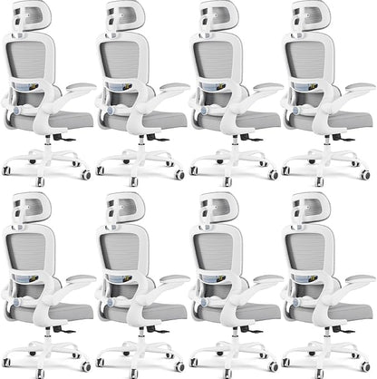 TRALT Office Chair Ergonomic Desk Chair, 330 LBS Home Mesh Office Desk Chairs with Wheels, Comfortable Gaming Chairs White Pack of 8