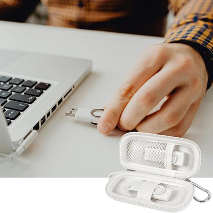 USB Flash Drive Case, SD Card Holder Compatible with Thumb Drive, Memory Cards, SDXC SDHC Storage Bag, Electronic Accessories Organizer for SanDisk for Samsung for Inland (White)