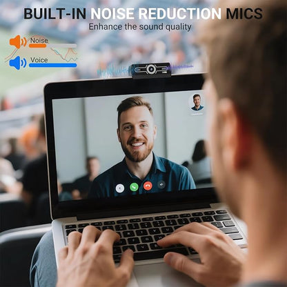 2K Webcam with Microphone, 1440P QHD Web Cam for Desktop Computer, Plug and Play USB Computer Camera for Laptop/PC, Streaming Web Camera with Auto Light Correction for Zoom/Teams/Skype, Mac/Windows