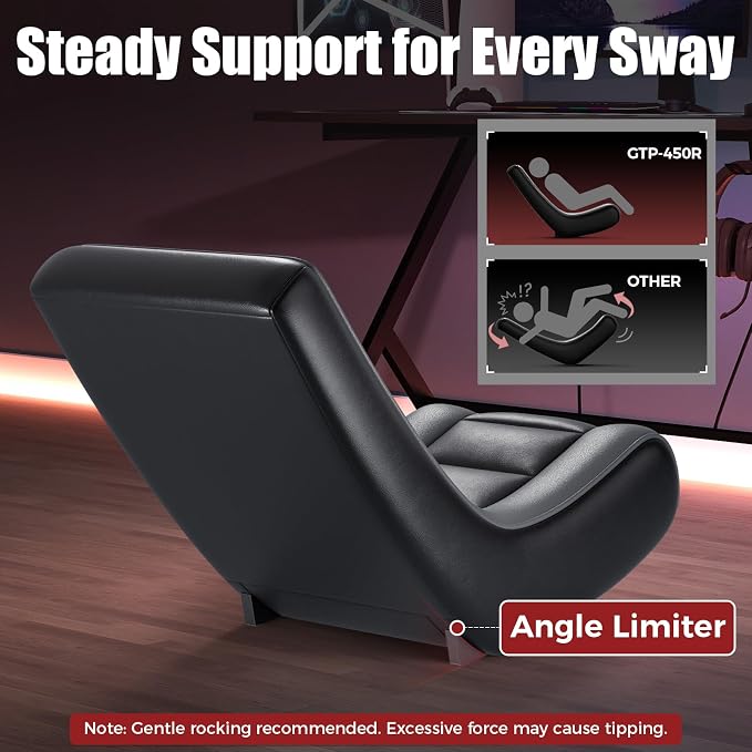 GTPLAYER Floor Rocker Gaming Chair – Adjustable Angle Limiter, Ultra Lightweight Ergonomic Floor Rocking Game Seat for Gaming and Lounging, Black